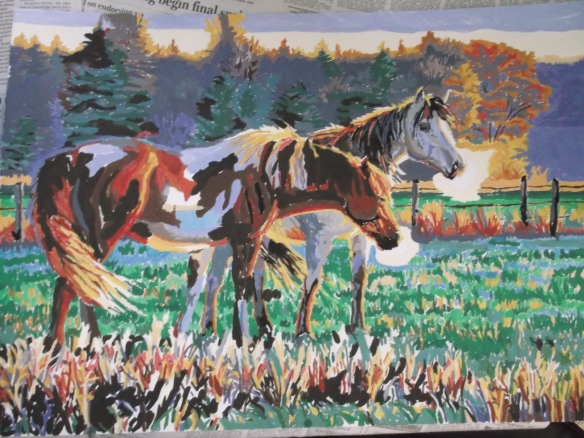 Two horses painting